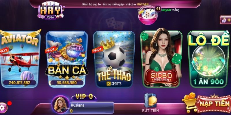 Hệ thống sảnh game hấp dẫn của HAYWIN